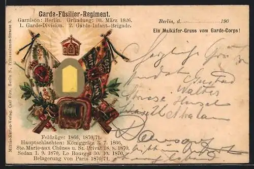 Künstler-AK Berlin, Garde-Füsilier-Regiment, Fahnen