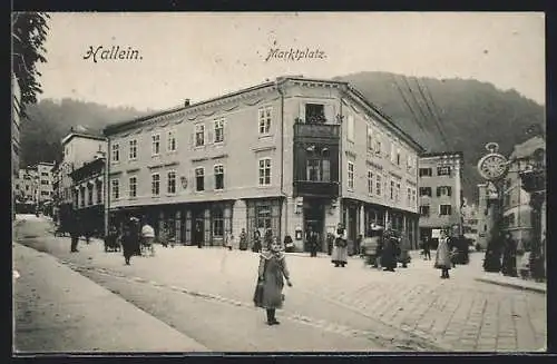 AK Hallein, Marktplatz mit Uhr