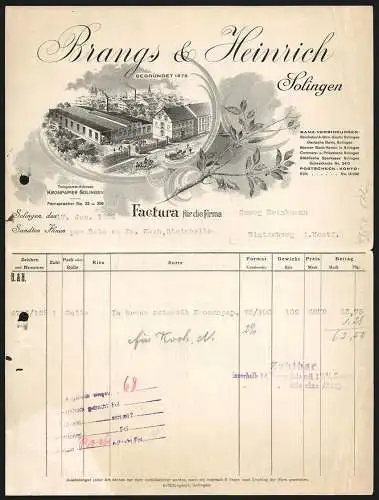 Rechnung Solingen 1929, Firma Brangs & Heinrich, Betriebsgelände mit kleiner Lagerstelle