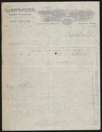 Rechnung Ohligs /Rhld. 1910, Kronprinz AG für Metallindustrie, Abteil. für Spazierstöcke, Werke in Ohligs und Immigrath