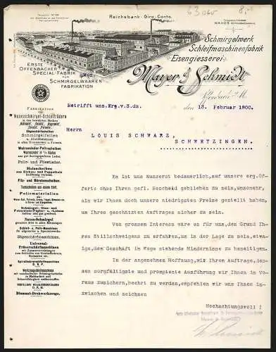 Rechnung Offenbach 1900, Mayer & Schmidt, Schmirgelwaren-Fabrikation, Gesamtansicht der Betriebsanlage