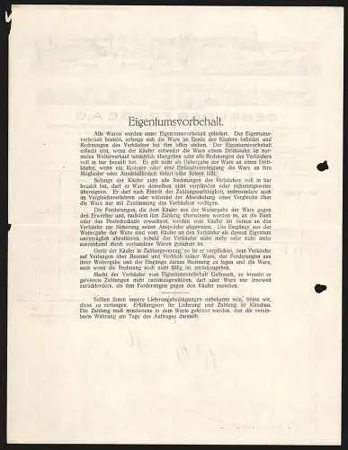 Rechnung Kirschau 1935, Gebrüder Friese AG, Textil-Fabrikation, Ansicht von fünf Betriebsstellen