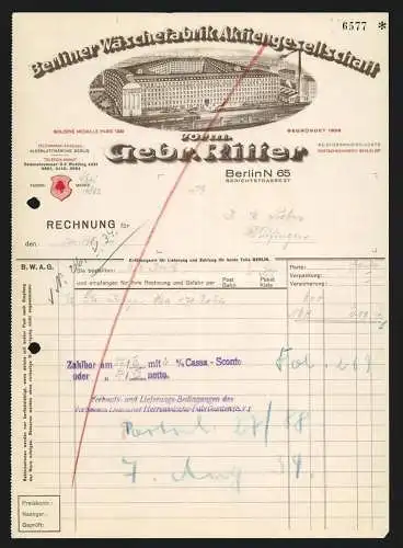 Rechnung Berlin 1934, Berliner Wäschefabrik AG, Fabrikanlage mit eigener Gleisanlage