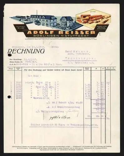 Rechnung Böblingen 1927, Firma Adolf Reisser, Haupt-Betriebsstelle und Bahnlager