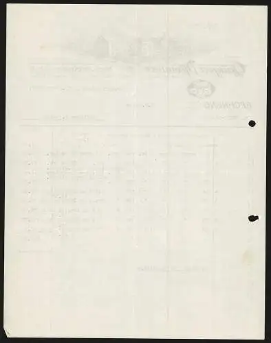 Rechnung Reutlingen 1937, Gauger & Pfrommer, Mech. Strickwaren-Fabrik, Betriebsgelände an einer Strassenecke