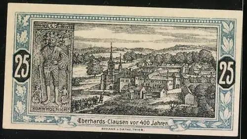 Notgeld Kreis Wittlich 1921, 25 Pfennig, Wappen, Wein, Eberhards Clausen vor 400 Jahren