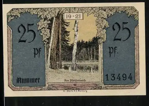 Notgeld Blankenhain /Th., 25 Pfennig, Blatt-Ornamente, Am Pfeifenteich