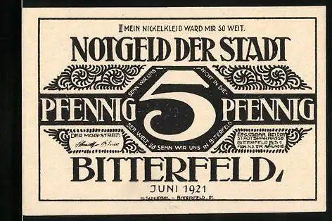 Notgeld Bitterfeld 1921, 5 Pfennig, Ornamente