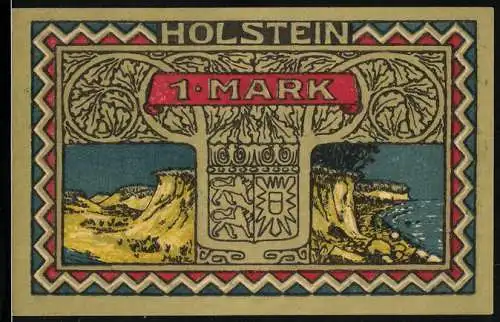 Notgeld Altona /Elbe 1922, 1 Mark, Ortspartie, Küstenpartie, Wappen