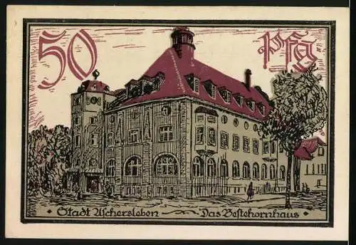 Notgeld Aschersleben 1921, 50 Pfennig, Das Bestehornhaus