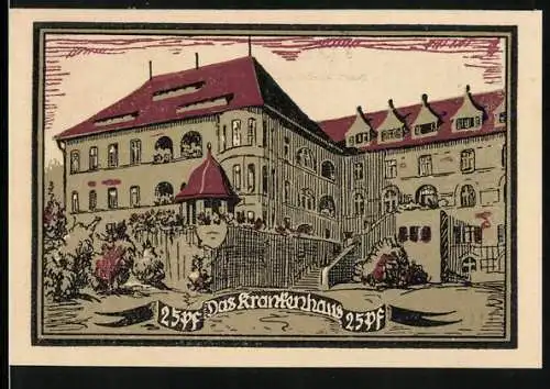 Notgeld Aschersleben 1921, 25 Pfennig, Das Krankenhaus