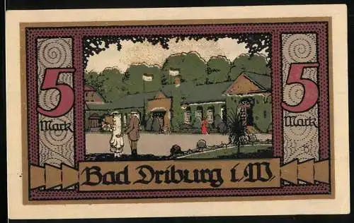 Notgeld Bad Driburg i. W. 1921, 5 Mark, Festhalle