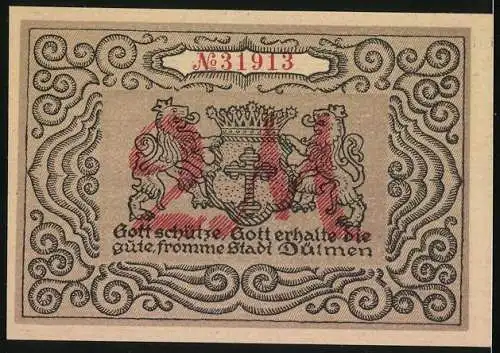 Notgeld Dülmen 1921, 2 Mark, Lüdinghauser Tor