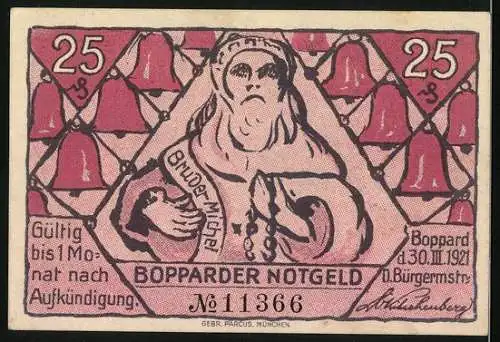 Notgeld Boppard 1921, 25 Pfennig, Bruder Michel