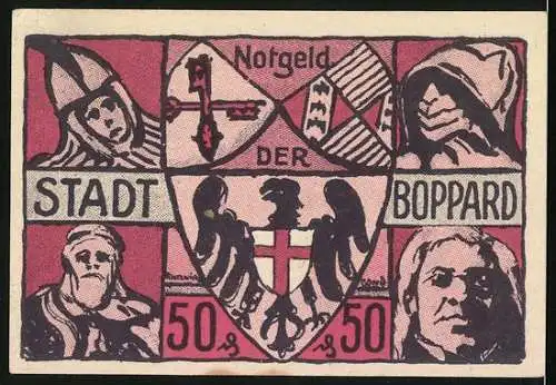 Notgeld Boppard 1921, 50 Pfennig, St. Severus Kirche