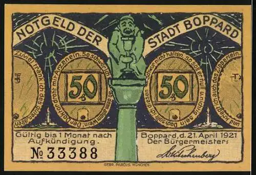 Notgeld Boppard 1921, 50 Pfennig, Die Lustige am Rhein