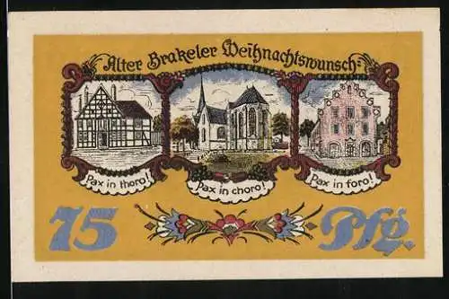 Notgeld Brakel /Höxter 1921, 75 Pfennig, Der Alte Brakeler Weihnachtswunsch