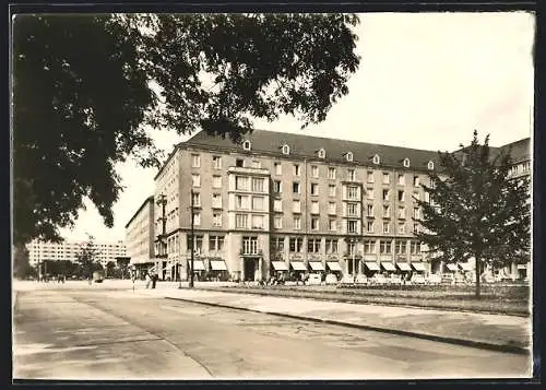 AK Dresden, Strasse Dr.-Külz-Ring mit Geschäften