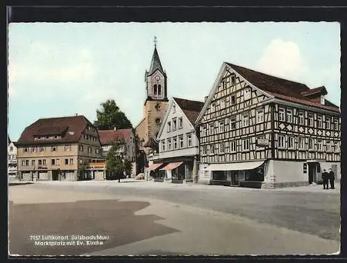 AK Sulzbach /Murr, Gasthof Rose und Evangelische Kirche am Marktplatz