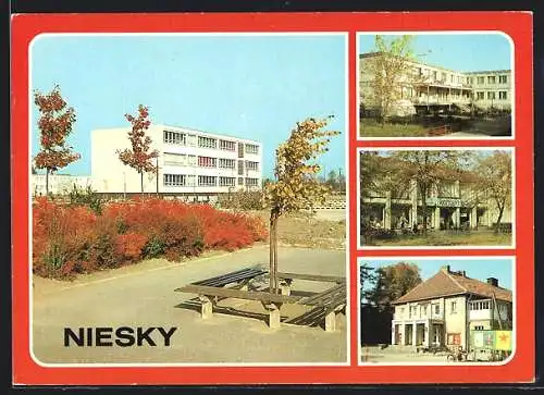 AK Niesky, Kontakt-Kaufhaus, Filmtheater Schauburg, Apotheke und Kresipoliklinik