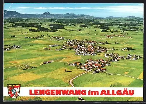 AK Langenwang im Allgäu, Teilansicht mit Bergen