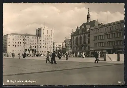 AK Halle /Saale, Marktplatz mit HO-Warenhaus