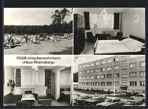 AK Neuglobsow, FDGB-Urlauberwohnheim Haus Rheinsberg, Stechlinsee, Zimmer, Klubraum