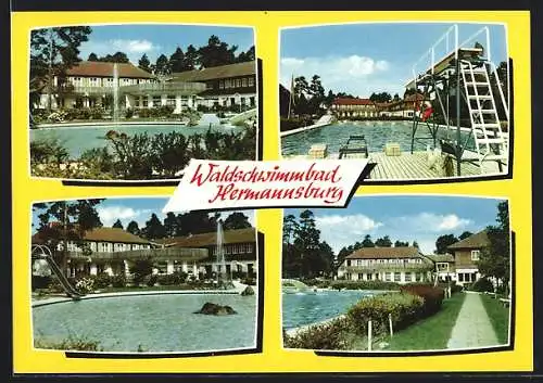 AK Hermannsburg, Waldschwimmbad, Mehrfachansicht