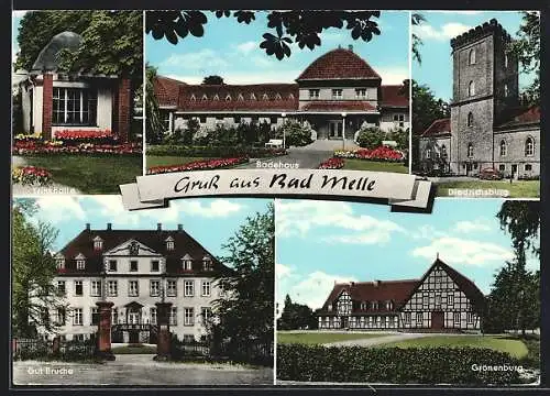 AK Bad Melle, Badehaus, Grönenburg, Trinkhalle, Gut Bruche