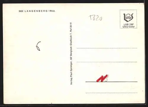AK Langenberg / Rhld., Ortsansichten., Hauptstr., Gymnasium, Hotel