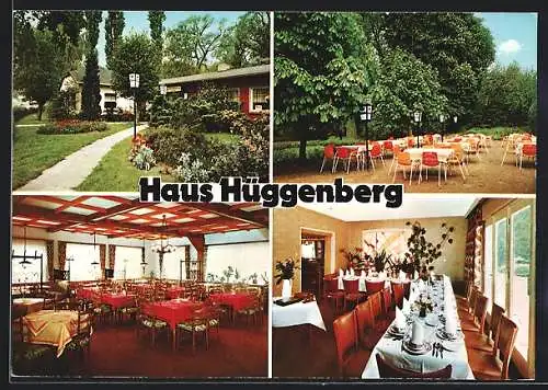 AK Bochum-Querenburg, Cafè-Restaurant Haus Hüggenberg in vier Ansichten