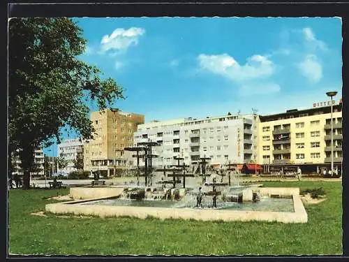 AK Wattenscheid, August-Bebel-Platz mit Springbrunnen