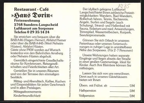 AK Sundern-Langscheid, Restaurant-Café Haus Dorin