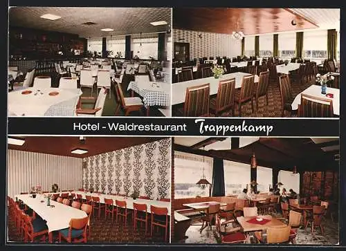 AK Trappenkamp, Hotel-Waldrestaurant von Pepi Kühl, Innenansichten