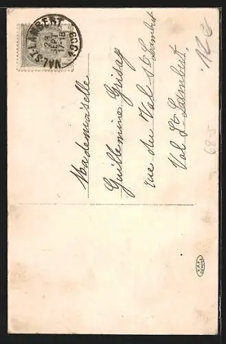 AK Mann mit übergrossem Hut, Mode 1910