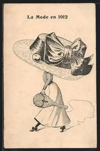 AK Frau mit übergrossem Hut, Mode 1912