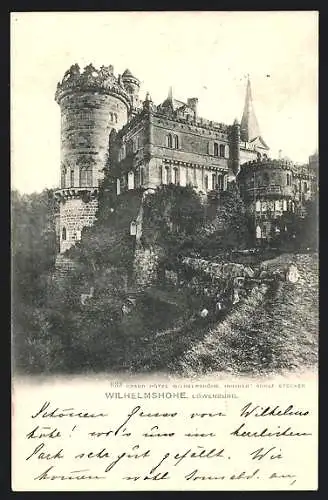 AK Wilhelmshöhe, Blick auf Löwenburg