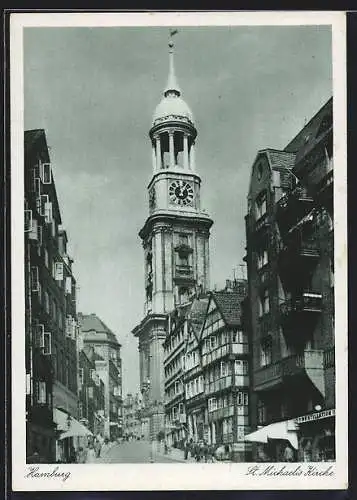 AK Hamburg-Neustadt, St. Michaelis-Kirche mit Destillation