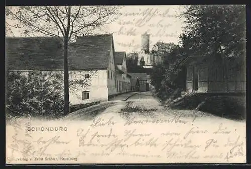 AK Schönburg / Naumburg, Strassenpartie mit Burg