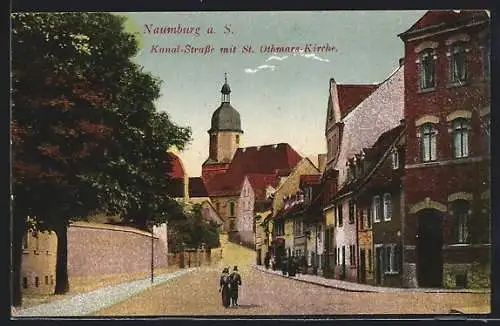 AK Naumburg a. S., Kanal-Strasse mit St. Othmars-Kirche