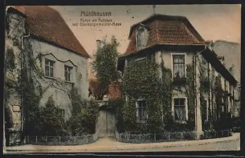 AK Mühlhausen /Thür., Partie am Rathaus mit Oberbürgermeisterhaus