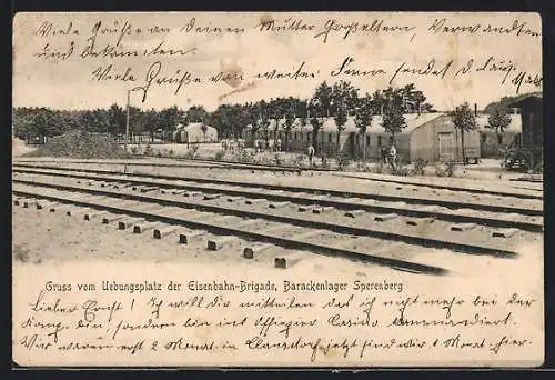 AK Sperenberg, Uebungsplatz der Eisenbahn-Brigade, Barackenlager