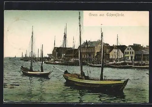 AK Eckernförde, Hafenpartie mit Fischkuttern