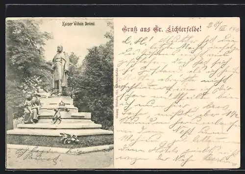 AK Berlin-Gr. Lichterfelde, Partie am Kaiser Wilhelm Denkmal