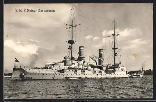 AK Kriegsschiff SMS Kaiser Barbarossa