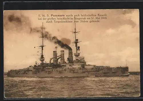 AK S. M. S. Pommern, versenkt in der Skagerrakschlacht