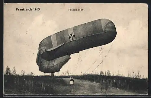 AK Fesselballon an der Westfront 1916