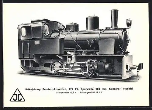 AK B-Nassdampf-Tenderlokomotive der Firma Jung, Leergewicht 15,3 t, Kennwort Hubald
