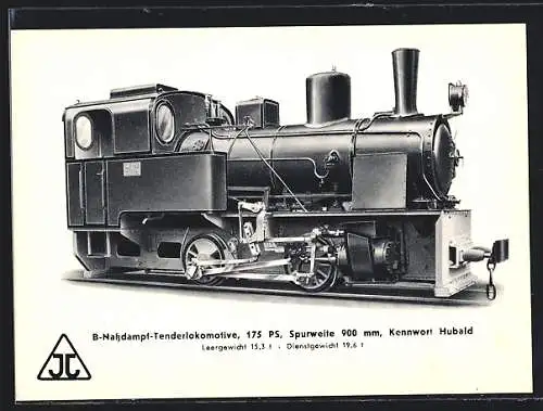 AK B-Nassdampf-Tenderlokomotive der Firma Jung, Leergewicht 15,3 t, Kennwort Hubald