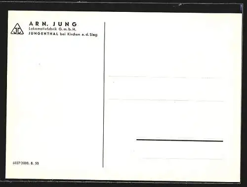 AK B-Nassdampf-Tenderlokomotive der Firma Jung, Leergewicht 15,3 t, Kennwort Hubald